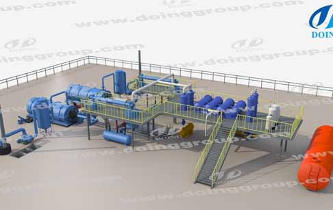 Danish customer order a set of waste tire pyrolysis plant with two recator