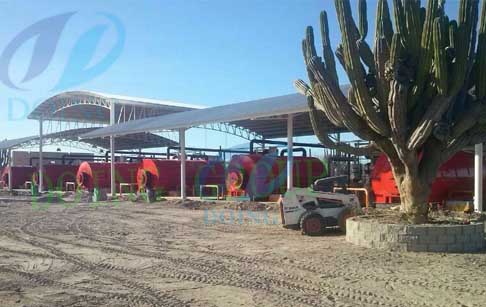 Mexico 10 set continuous process tyre pyrolysis plant processing waste tyre working video