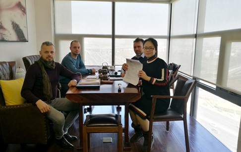 Customer from Ukraine come to sign contract of one set 12T/D waste tyre to oil plant