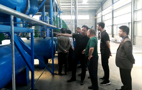 Officers from Guangxi, China visit DOING for continuous waste tyre pyrolysis plant details