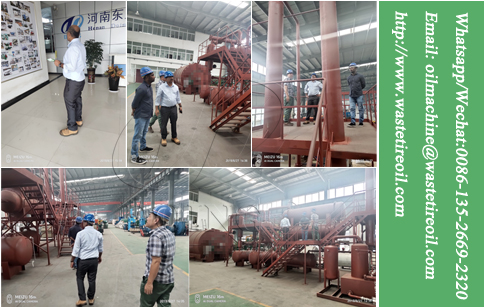 Indian engineers and Singaporean manager came to inspect waste tyre pyrolysis plant
