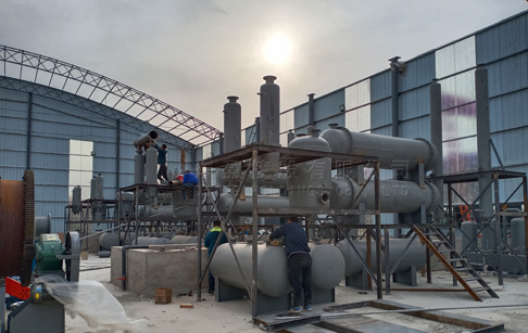 8 sets 12T waste tyre recycling to oil plant running in Shanxi, China